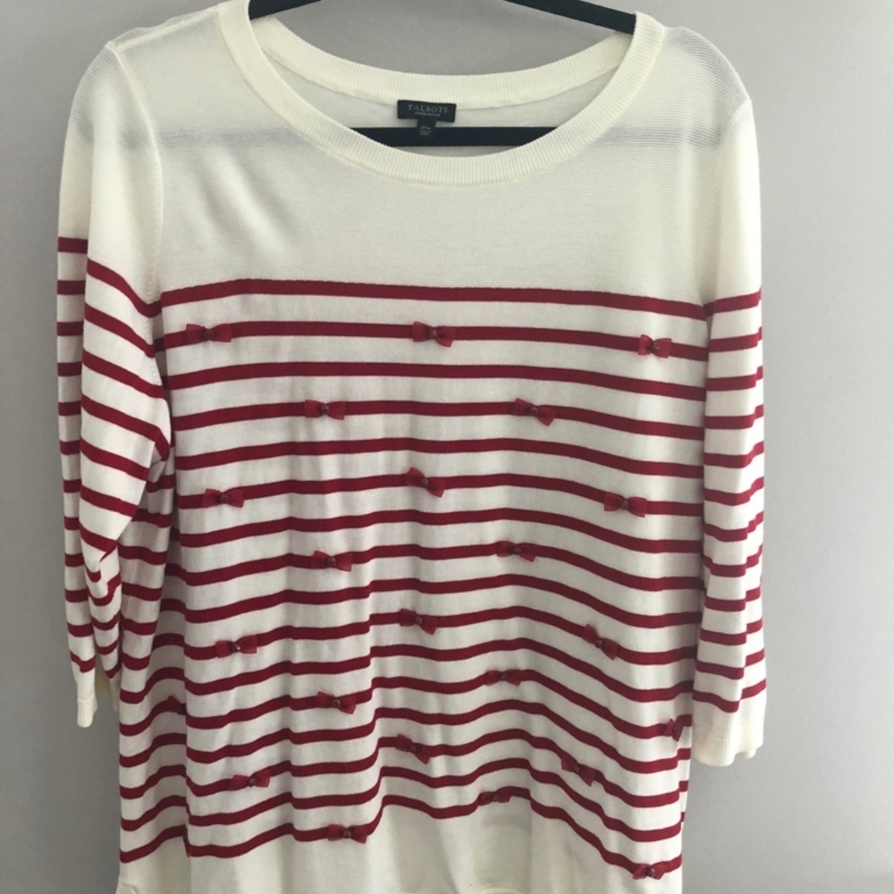 Talbots Tiny Red Bow Sweater, 2x petite